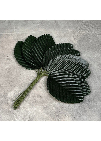 Декоративные Листочки на проволоке, размер 5*3,7 см, длина с основанием 11,5 см, цвет-темно-зеленый, арт 018190, уп 20 шт. No Brand (331345358)