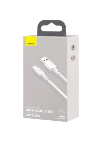 Кабель Simple Wisdom Data Cable Kit USB to TypeC 5A (2PCS/Set）1.5m White (TZCATZJ-02) Baseus (305405058)