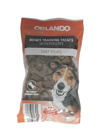 Ласощі для собак кісточки з курячого м'яса для тренування 150 г Orlando (269454170)