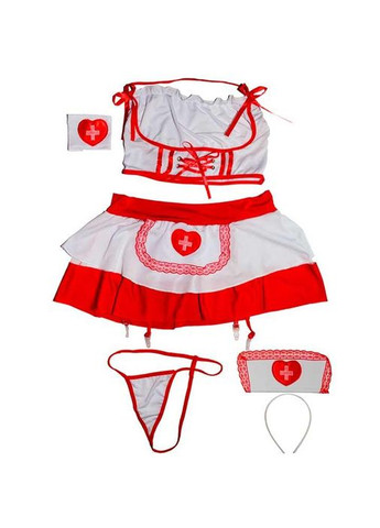 Ролевой костюм медсестрички с подвязками для чулок белого цвета для ролевых игр. Эротический костюм медсестры China (334708407)