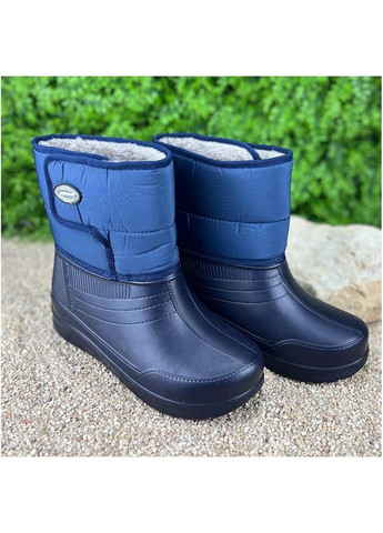 Синие жiночi чоботи пiнновi з утеплювачем на липучцi е-003092-1 синi Gipanis
