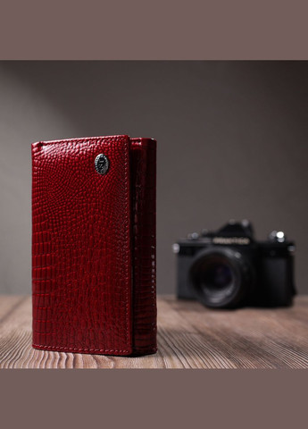 Жіночий гаманець потрійного додавання з натуральної шкіри з монетницею червоний (sku_22708) No Brand (328218407)