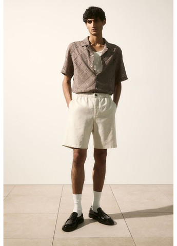 Мужские льняные шорты Regular Fit (56944) S Светло-бежевые H&M (290868595)