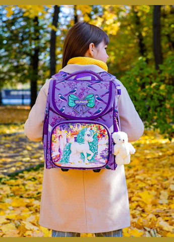Школьный ортопедический рюкзак (ранец) сиреневый для девочек /SkyName с Единорогом 34х26х14 см для начальной школы (2075) Winner (293815065)