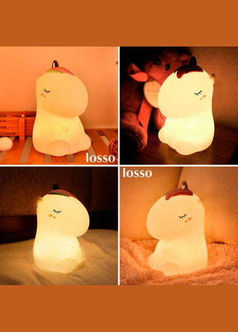 Нічник дитячий силіконовий білий Єдиноріг Losso (327041714)