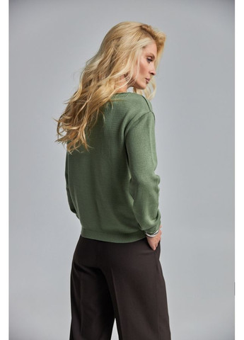 Оливковий демісезонний лаконічний джемпер з горловиною човник (2892) Triko Bakh