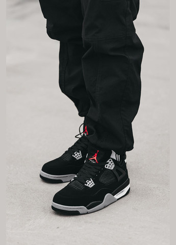 Чорні всесезон кросівки чоловічі nike air jordan 4 retro black grey | найк аір джордан 4 чорні сірі No Brand