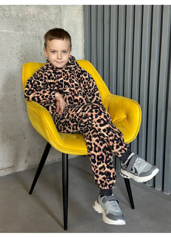 Коричневий демісезонний дитячий флісовий костюм брючний Adelante