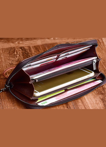 Женский кожаный кошелек портмоне с тиснением цветами на молнии кофейный OEM (329900832)