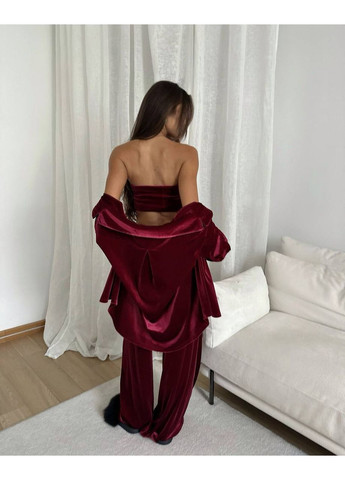 Бордовая женская пижама из бархата Osoblyva
