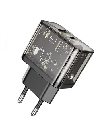 Сетевое зарядное устройство PD20W+QC3.0 charger Transparent Black (6931474799166) Hoco N34 Dazzling dual-port (372679338)