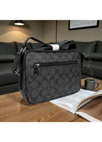 Мужская сумка барсетка Coach 21,5х16х8 см экокожа черная No Brand сумка на плечо Коач (400878195)