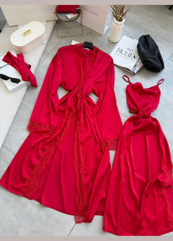 Червоний демісезонний шовковий комплект No Brand