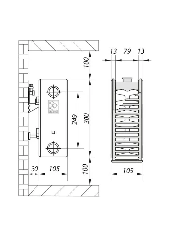 Сталевий радіатор 22х300х1000.S (бок. підключення) (RAD073) KOER (322074834)
