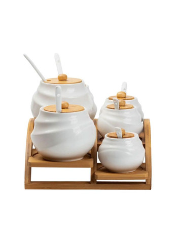 Банки для сыпучих продуктов 7 штук по 200 мл и 500 мл на бамбуковой подставке HP1231 Yiwu (368767053)