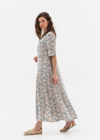 Молочное деловое платье Lesia однотонное