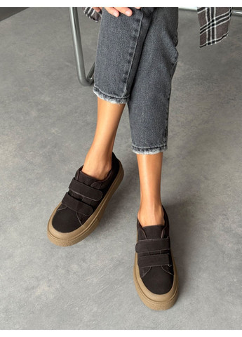 Кроссовки шоколад, натуральная замша, кеды на утолщенной подошве код 24994 Hengji lirity коричневые демисезоны (362203128)