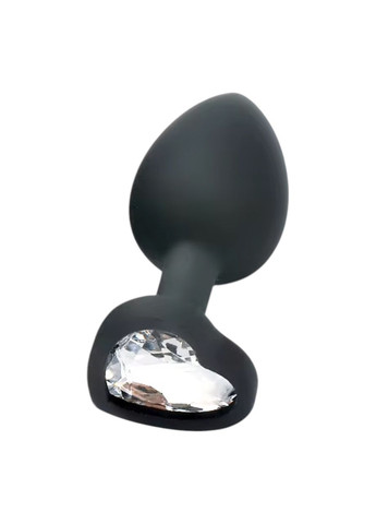 Анальная пробка сердце силиконовая с прозрачным камнем Black Anal Plug Heart Черного цвета Размер S China (317747589)