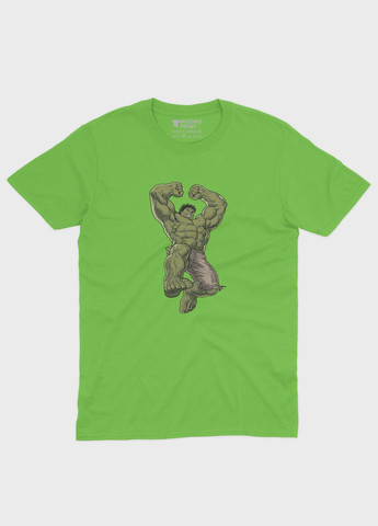 Салатова демісезонна футболка для хлопчика з принтом супергероя - халк (ts001-1-kiw-006-018-011-b) Modno