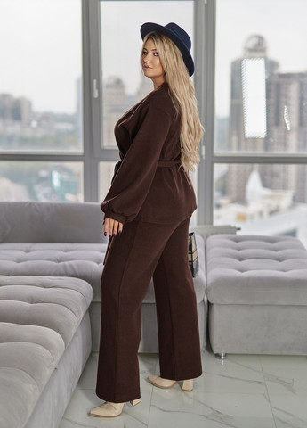 Костюм женский демисезонный оверсайз ангора-трикотаж с поясом (жакет + штаны) No Brand (365701184)