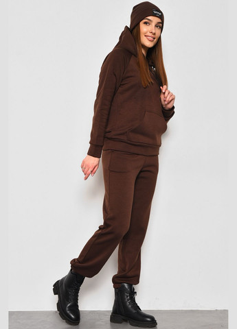 Спортивный костюм женский тройка на флисе коричневого цвета Let's Shop (285692249)