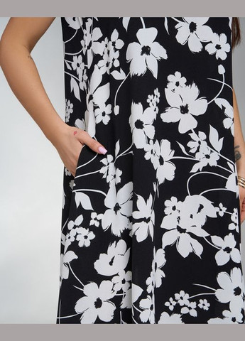 Чорна повсякденний сукні а-силует ISSA PLUS з квітковим принтом