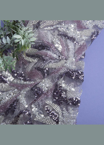 Тканина гіпюр бісер Мілан, ошатна тканина, тканина для вечірніх платтів, блискуча тканина лілова IDEIA (298618506)