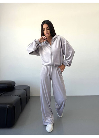 Жіночий велюровий костюм: кофта, топ та штани-палаццо MonCher (353848563)