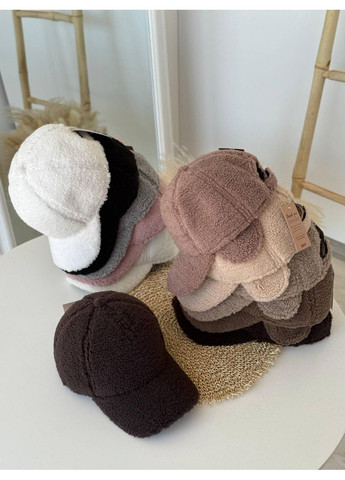 Теплая бейсболка тедди, Меховая бейсболка тедди, теплая кепка Тедди барашек с ушками No Brand (368669508)