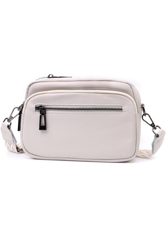 Удобная женская сумка с накладным карманом из натуральной кожи 22642 Белая Vintage (297957416)