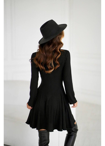 Черное женское платье в рубчик модель 7561 черный No Brand