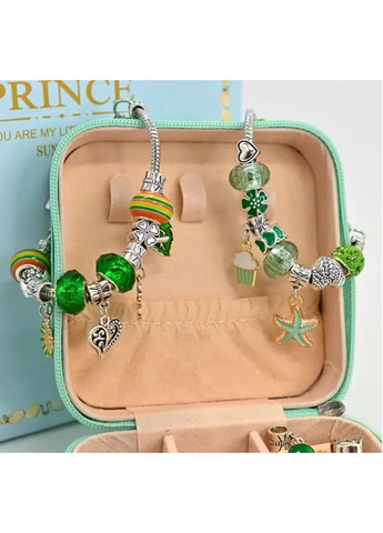 Набір для створення шарм браслетів та підвісок смарагдовий (60 шармів + 3 браслета + 3 підвіси), біжутерія Princess (306630747)