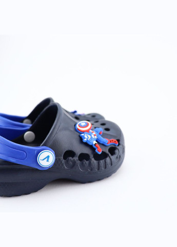 Детские кроксы шлепки Капитан Америка 1373 Черные Vitalia (328199316)