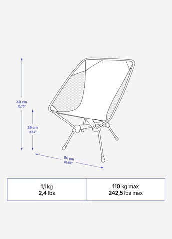 Складное Кресло Кемпинга (Пикника) до 110кг Высота 25см Синий Quechua (335052801)
