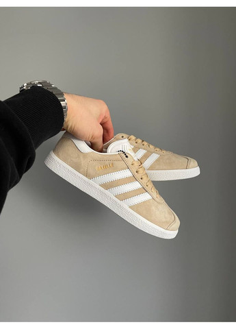 Кросівки жіночі Adidas Gazelle Beige White | Адідас Газель бежеві No Brand бежеві демісезони (361668009)