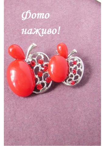 Червона брошка яблука в стразах, 1393 Fashion Jewelry (376112488)