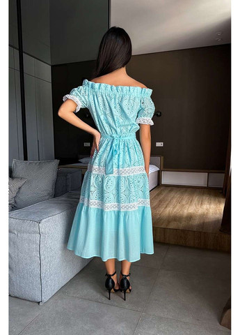 Голубое летнее платье прошва хлопок 22030 голубой Tanita-Romario