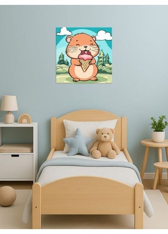 Картина по номерам – Лето. Хомячок с мороженым ©art_selena_ua 25х25 см IDEYKA (362203607)