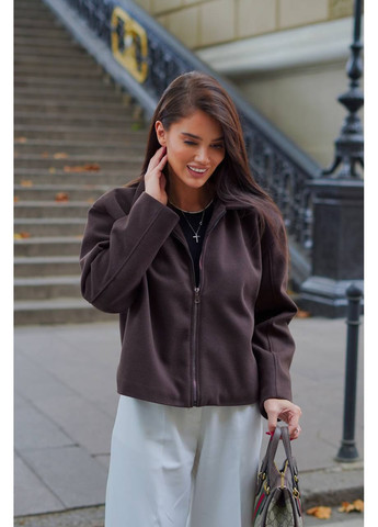 Темно-коричневе демісезонне Жіноче пальто коротке оверсайз FINO Mode