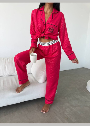 Малинова бавовняно/сатинова піжама No Brand