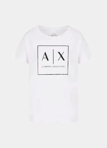 Футболка женская летняя с рисунком Armani Exchange White Edition - (323465588)