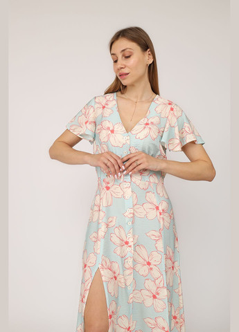 Голубое платье собрано по талии, женское цвет голубой cb-00277536 Yuki