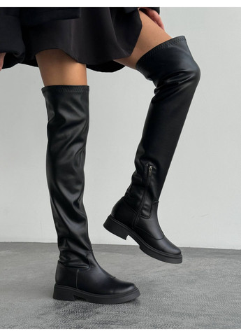 Черные осенние черные ботфорты No Brand