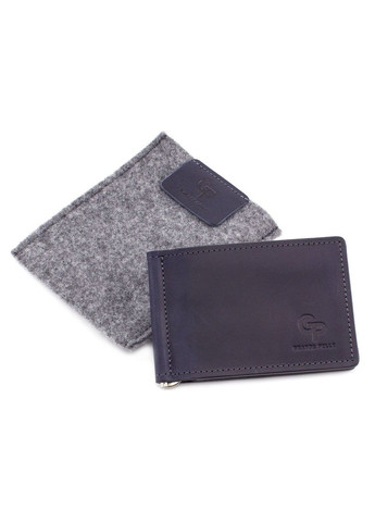 Шкіряний затискач для грошей синього кольору 105170 Grande Pelle (303831558)