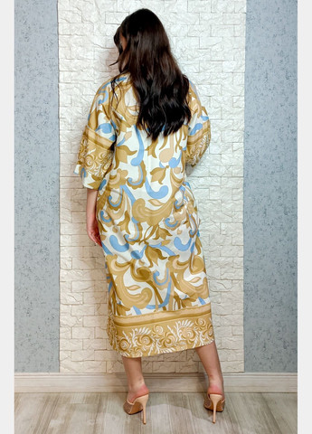 Бежевое повседневный, кэжуал платье оверсайз New Collection с абстрактным узором