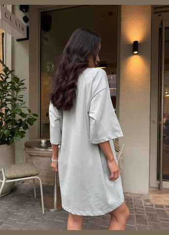 Серое повседневный, кэжуал, вечернее женское платье-футболка платье-футболка Україна с рисунком