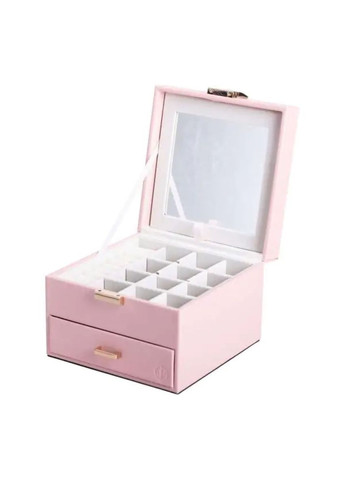 Шкатулка для украшений из эко кожи 2 яруса органайзер для бижутерии розовая стильный органайзер для хранения ProDobro (364192847)