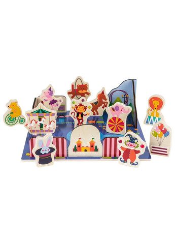 Дитячі дерев'яні пазли Цирк, 20 шт, від 2-х років, плагін, пазл, гра, головоломка, мозаїка Playtive (363043669)