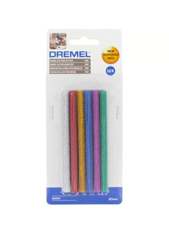 Клеевые стержни 2615GG04JA (7х100 мм, 12 шт) блестящие цветные низкотемпературные (23362) Dremel (295037833)