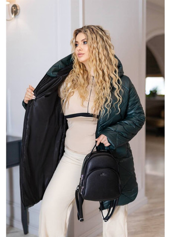 Изумрудная зимняя женская удлиненная зимняя куртка с блеском — замеры в описании куртка-пальто DK/DL Мода без кордонів